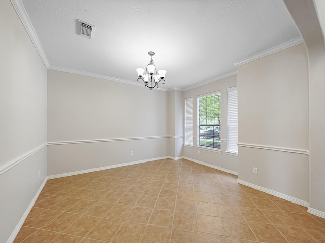 4015 Candle Cove Ct, Sugar Land, TX 77479 - empty room with a chandelier, light tile patterned floors, crown molding, and baseboards