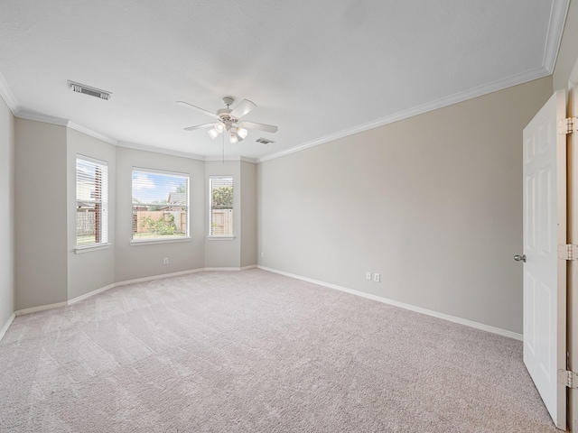 4015 Candle Cove Ct, Sugar Land, TX 77479 - unfurnished room with crown molding, a ceiling fan, light carpet, and baseboards