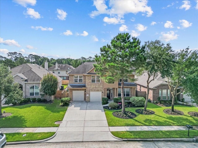 13822 Birney Point Ln, Houston, TX 77044 - view of front of property with stone siding, driveway, an attached garage, and a residential view