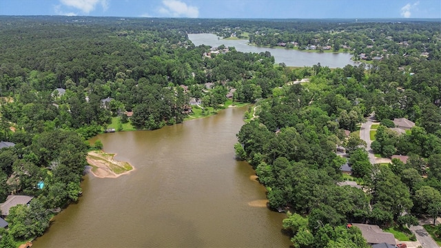 1927 E Lake Dr, Huntsville, TX 77340 - aerial view of property's location with a large body of water and a forest