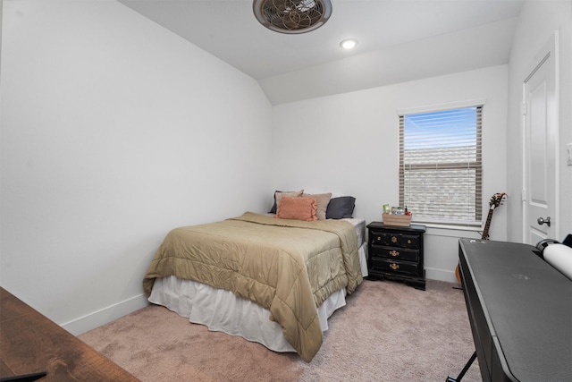 19180 Cedar Lennox Cir, Magnolia, TX 77355 - bedroom with light carpet, baseboards, and lofted ceiling