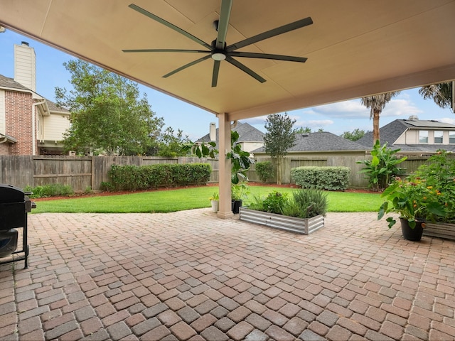 2965 Rustic Pier Ln, League City, TX 77573 - view of patio featuring ceiling fan and area for grilling