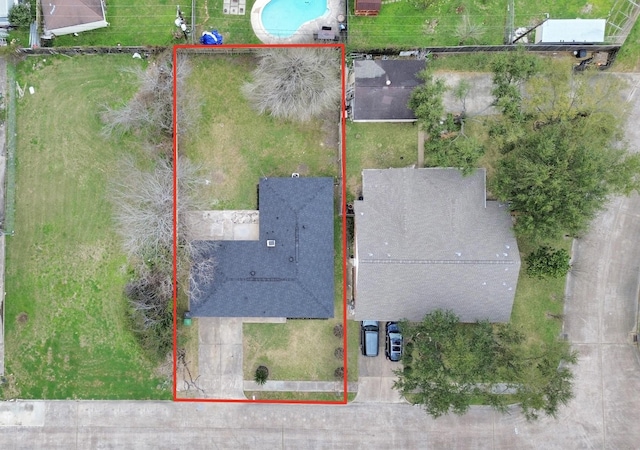 9414 Colleen Rd, Houston, TX 77080 - aerial view of property's location featuring a pool and property boundaries highlighted