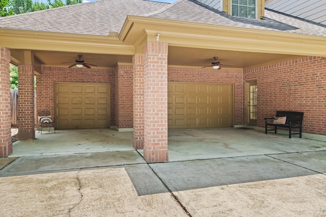 1915 Landon Point Cir, Katy, TX 77450 - doorway to property featuring a ceiling fan, driveway, and a shingled roof