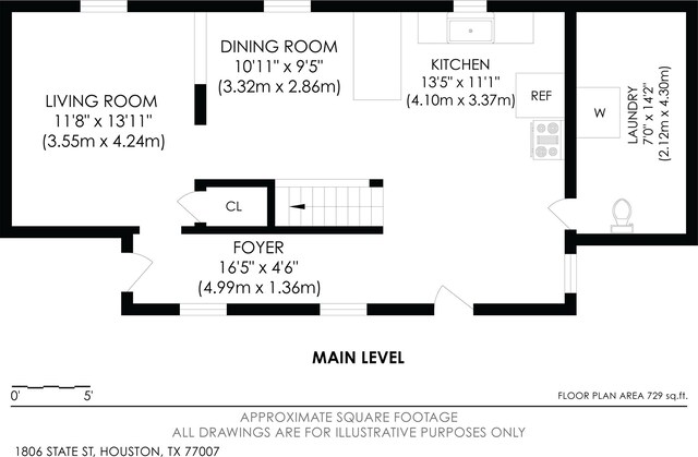 1806 State St, Houston, TX 77007 - room layout
