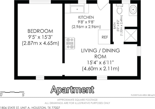 1806 State St, Houston, TX 77007 - room layout