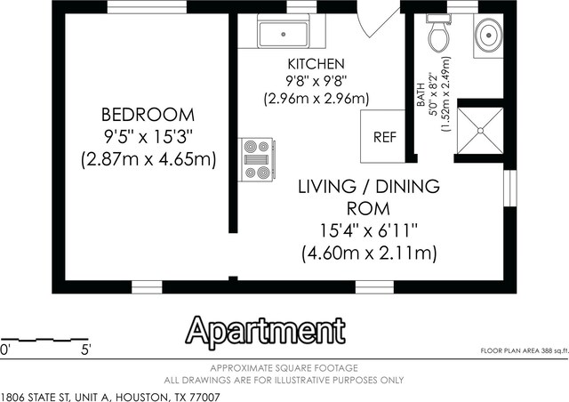 1806 State St, Houston, TX 77007 - room layout