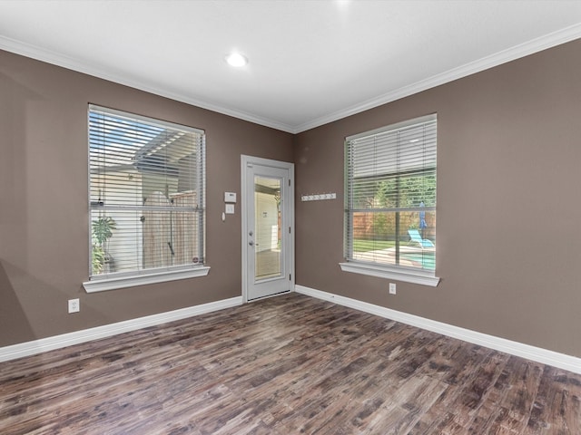 25169 Nutley Cir, Porter, TX 77365 - spare room with ornamental molding, wood finished floors, baseboards, and recessed lighting