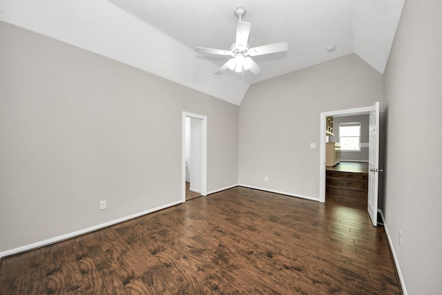 3306 Candlelon Dr, Spring, TX 77388 - unfurnished room featuring lofted ceiling, a ceiling fan, baseboards, and wood finished floors
