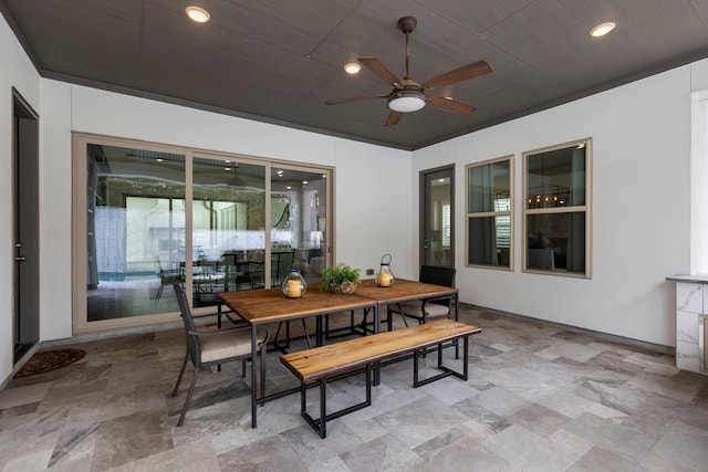 74 N Curly Willow Cir, Tomball, TX 77375 - view of patio with a ceiling fan and outdoor dining area