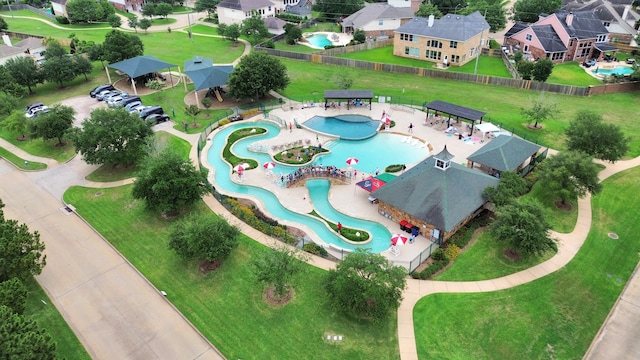 19910 Standing Cypress Dr, Spring, TX 77379 - aerial overview of property's location featuring a pool and nearby suburban area