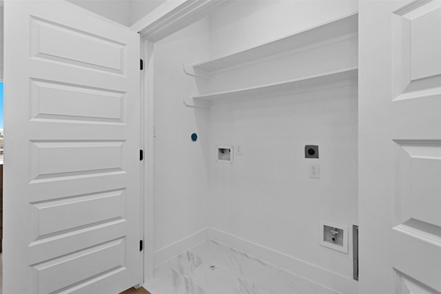 1616 Euel St, Houston, TX 77009 - laundry room with electric dryer hookup, hookup for a washing machine, marble finish floors, and baseboards