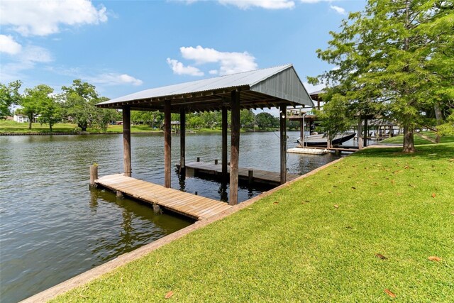 287 County Road 416, Brazoria, TX 77422 - dock with a yard and a water view
