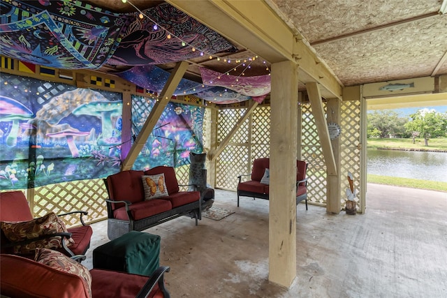 287 County Road 416, Brazoria, TX 77422 - view of patio / terrace featuring an outdoor living space and a water view