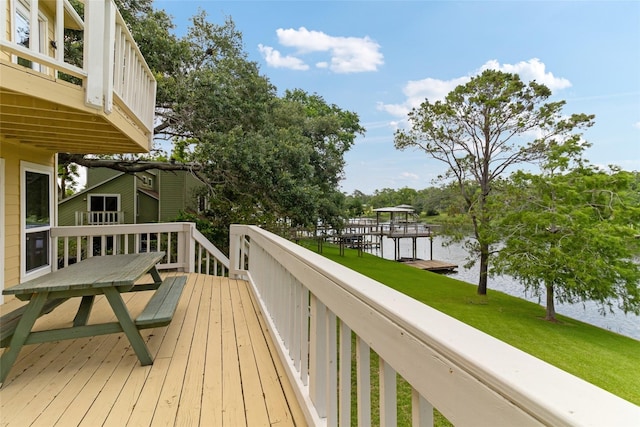 287 County Road 416, Brazoria, TX 77422 - wooden deck featuring a water view and a yard