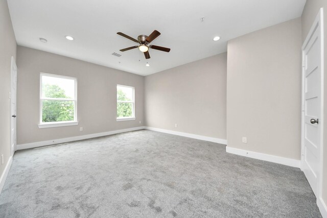 3913 Griggs Rd, Houston, TX 77021 - carpeted empty room with ceiling fan, baseboards, and recessed lighting