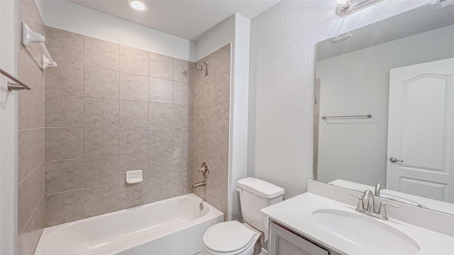 14227 Angelina Dr, Baytown, TX 77523 - bathroom featuring toilet, shower / washtub combination, and vanity