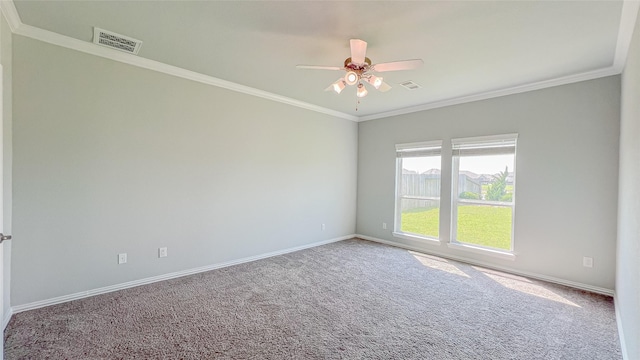 14227 Angelina Dr, Baytown, TX 77523 - empty room with crown molding, carpet, baseboards, and ceiling fan