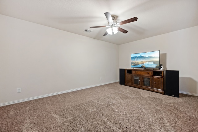 19823 Sonterra Ln, Richmond, TX 77407 - unfurnished living room with carpet, a ceiling fan, and baseboards