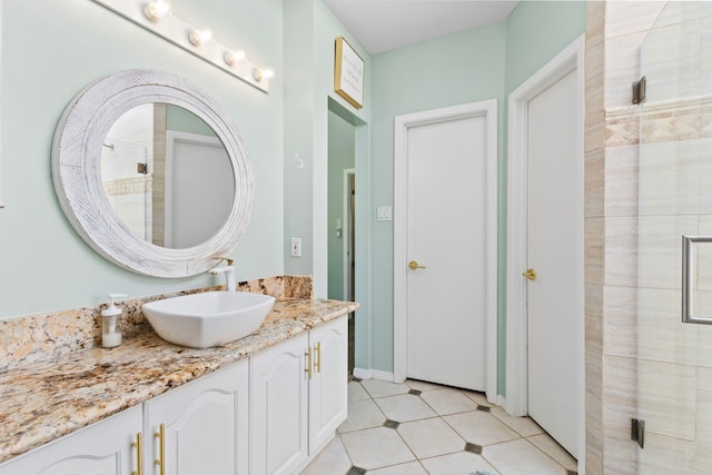 17322 Camberwell Green Ln, Houston, TX 77070 - bathroom featuring vanity, a stall shower, and tile patterned floors