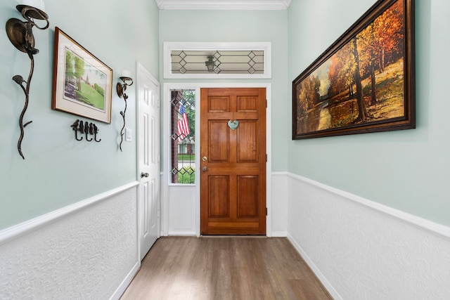17322 Camberwell Green Ln, Houston, TX 77070 - foyer entrance with wood finished floors, crown molding, and baseboards
