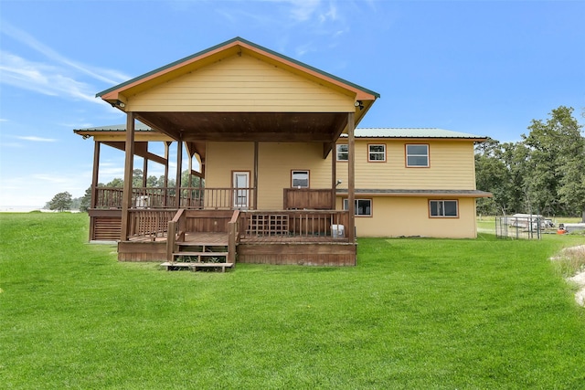 245 Bridgewater, Onalaska, TX 77360 - back of house with a lawn and a wooden deck