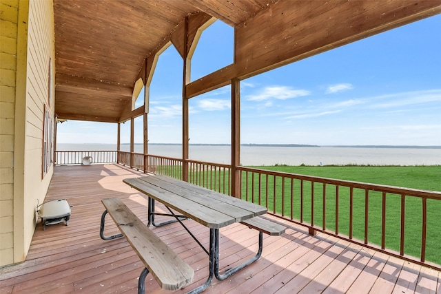 245 Bridgewater, Onalaska, TX 77360 - deck with a water view and a lawn