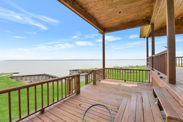 245 Bridgewater, Onalaska, TX 77360 - wooden deck with a water view and a yard