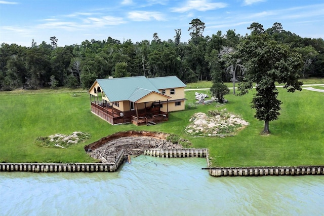 245 Bridgewater, Onalaska, TX 77360 - view from above of property featuring a nearby body of water and a heavily wooded area