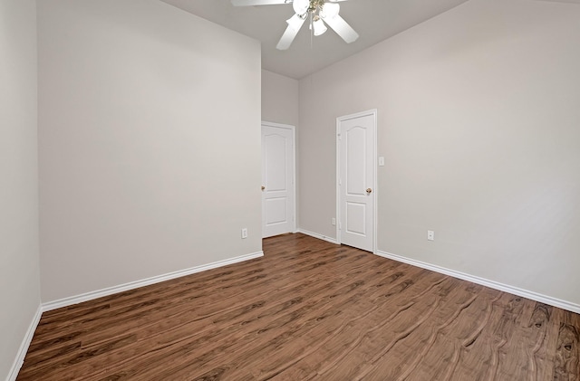 9927 Barr Lake Dr, Houston, TX 77095 - unfurnished room with wood finished floors, ceiling fan, and baseboards