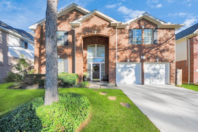 10138 Bayou Manor Ln, Houston, TX 77064 - view of front facade featuring concrete driveway, an attached garage, and brick siding