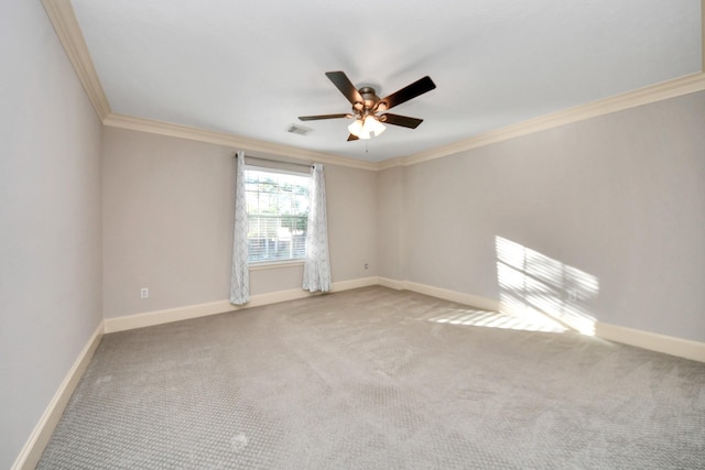 10138 Bayou Manor Ln, Houston, TX 77064 - carpeted spare room featuring ornamental molding, ceiling fan, and baseboards