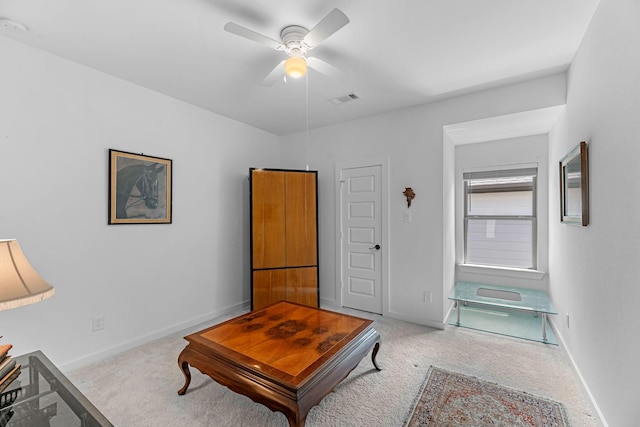 4818 Nodding Thistle Trl, Fulshear, TX 77441 - living area with carpet floors, ceiling fan, and baseboards