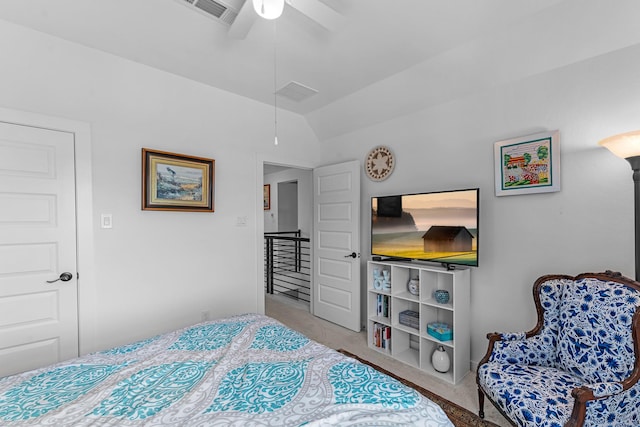 4818 Nodding Thistle Trl, Fulshear, TX 77441 - bedroom with carpet, vaulted ceiling, and a ceiling fan