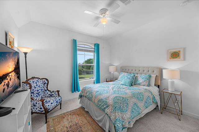 4818 Nodding Thistle Trl, Fulshear, TX 77441 - bedroom featuring carpet, baseboards, lofted ceiling, and a ceiling fan