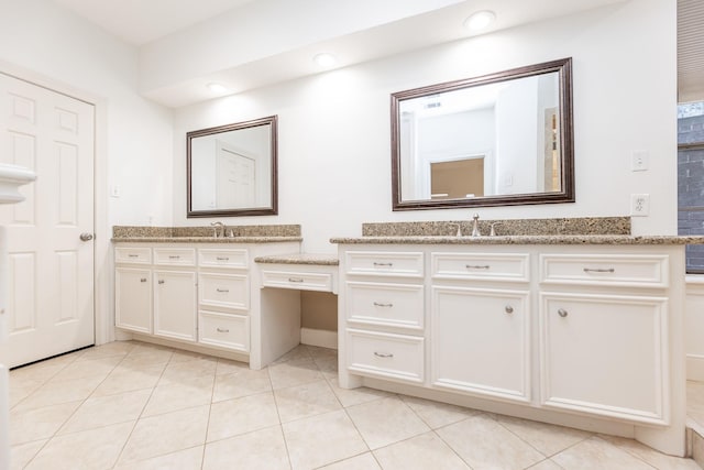 14102 N Suddley Castle St, Houston, TX 77095 - bathroom with vanity, tile patterned floors, and recessed lighting