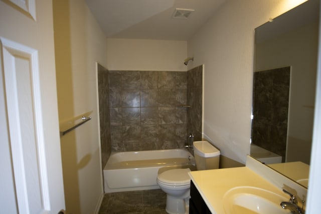 17907 Acorn Field Trl, Humble, TX 77346 - bathroom with toilet, vanity, tub / shower combination, and tile patterned floors