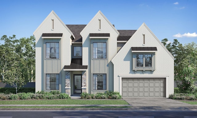 9713 Larston St, Houston, TX 77055 - view of front of property featuring a standing seam roof, board and batten siding, and metal roof
