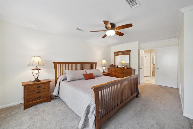 2055 Pine River Dr, Houston, TX 77339 - bedroom with crown molding, carpet flooring, ceiling fan, and baseboards