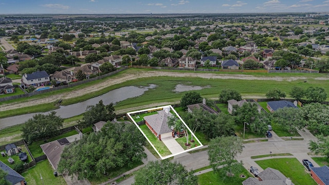 235 River Basin Ln, League City, TX 77539 - view of property location featuring property parcel outlined, a large body of water, and nearby suburban area