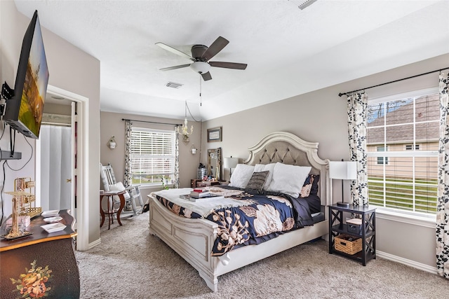 19715 Desna Dr, Porter, TX 77365 - bedroom featuring carpet floors, baseboards, and ceiling fan