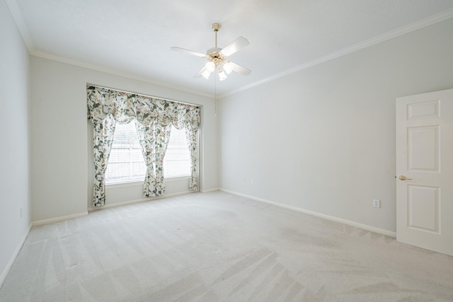 14 Devon Mill Pl, The Woodlands, TX 77382 - unfurnished room featuring ceiling fan, ornamental molding, carpet flooring, and baseboards