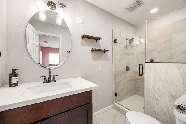 2915 Robertson St, Houston, TX 77009 - bathroom featuring toilet, vanity, and a shower stall