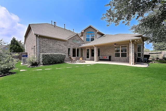 1013 Bolivar Point Ln, Friendswood, TX 77546 - rear view of house with a patio area, brick siding, and central AC