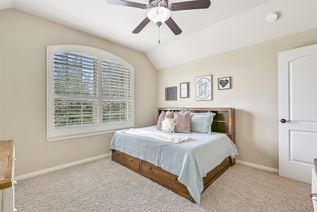 1013 Bolivar Point Ln, Friendswood, TX 77546 - carpeted bedroom featuring lofted ceiling, baseboards, and a ceiling fan