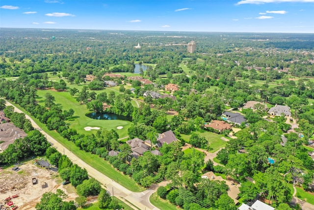 14119 Kiamesha Ct, Houston, TX 77069 - aerial overview of property's location with a large body of water, a local golf course, and nearby suburban area