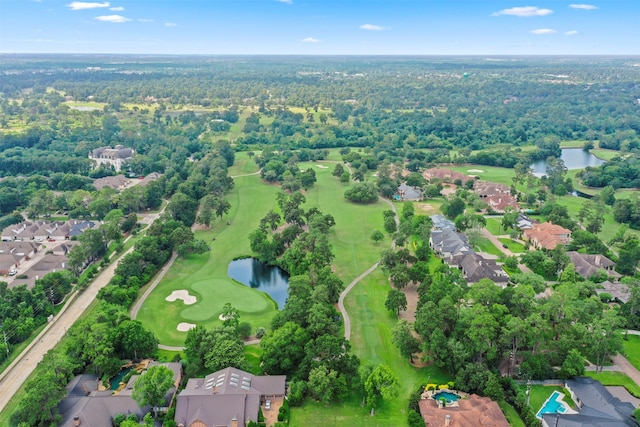 14119 Kiamesha Ct, Houston, TX 77069 - aerial view of property's location with a large body of water, a golf club, and nearby suburban area