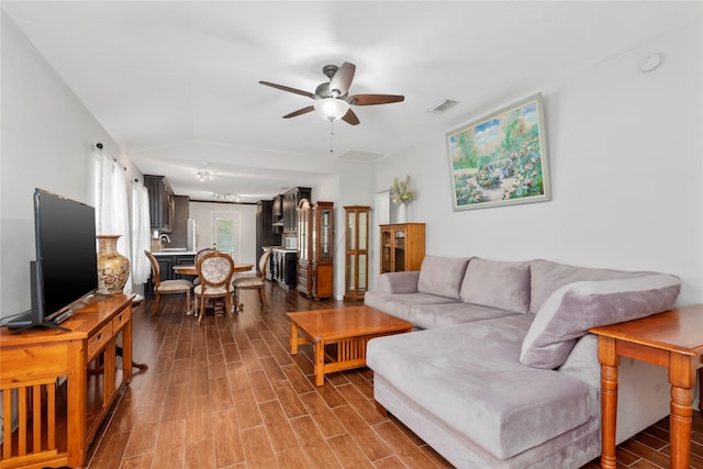 2639 Cypress Island Dr, Houston, TX 77073 - living room featuring ceiling fan and wood finished floors