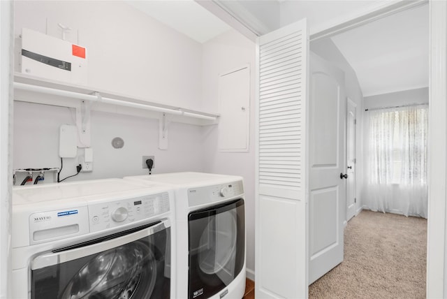 2639 Cypress Island Dr, Houston, TX 77073 - washroom featuring independent washer and dryer and light colored carpet