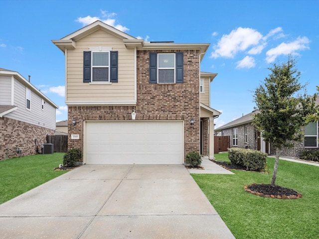 15618 Cliffside Arbor Ln, Houston, TX 77044 - view of front of home featuring brick siding, central air condition unit, and concrete driveway